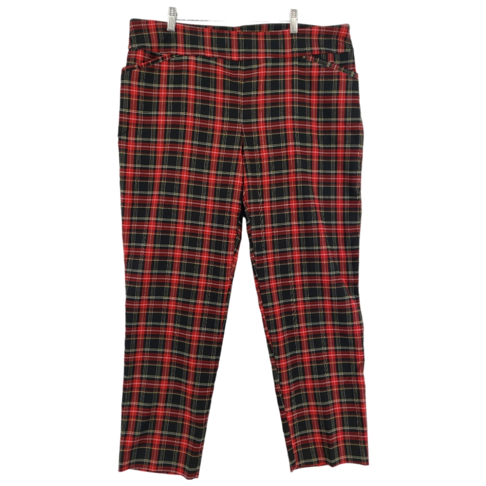 Terra & Sky NWT Tartan Pull on Pant Size 1X (16W-18W) in Red & Black